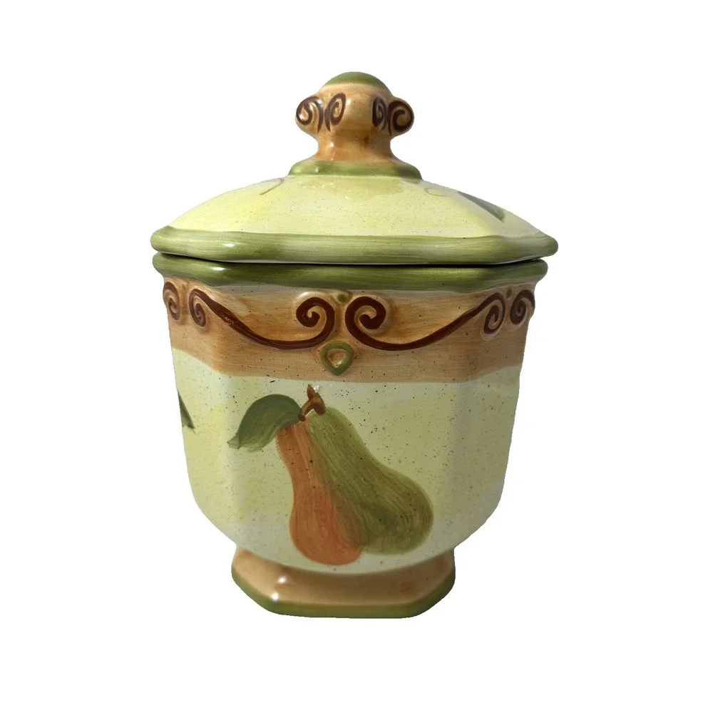 Medici Tabletops Unlimited  Canister/Cookie Jar XL Yellow Green Fruit Lid